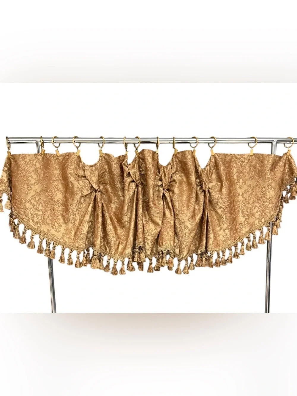 Gold Tassel Paisley Window Valance Elegant Window Treatment, Vintage Gold Tassel